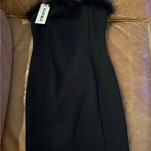 Katie J NYC Black Strapless Sheath Cocktail Dress